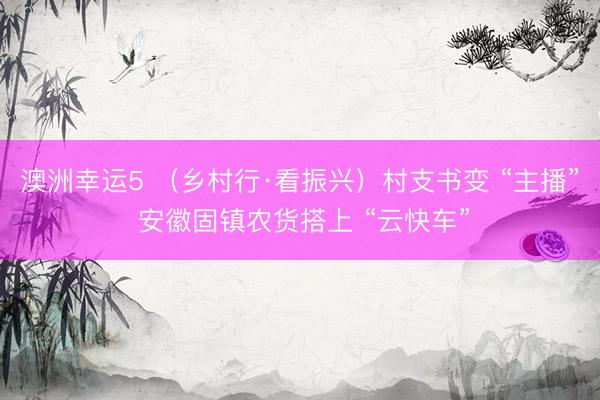 澳洲幸运5 （乡村行·看振兴）村支书变 “主播” 安徽固镇农货搭上 “云快车”