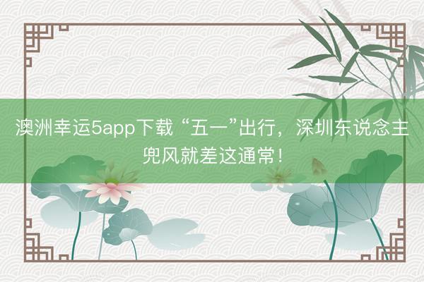 澳洲幸运5app下载 “五一”出行，深圳东说念主兜风就差这通常！